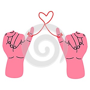 Little pinkie fingers promise with red thread vector