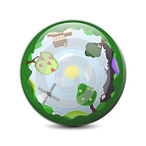 Little planet 360 panorama concept. Summer landscape.