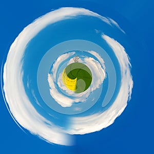 Little planet of Beautiful summer rural landscape