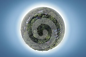 Little Planet of bush trees and suburbs in Sydney  Australia