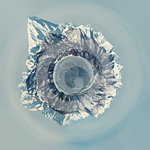 Little planet 360 degree sphere. Panoramic view of volcano and Avacha bay. Petropavlovsk-Kamchatsky, Kamchatka photo