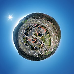 little planet panorama of the beautiful water castle at Glatt Germany
