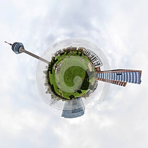 Little planet panorama of Dusseldorf