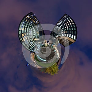 Little planet panorama of Dusseldorf