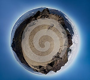 Little planet panorama of mountains