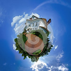 Little planet view of the beautiful house