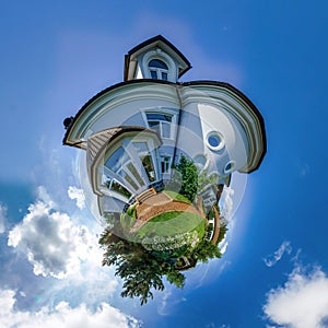 Little planet view of the beautiful house
