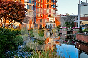 Little pond in front of residential building