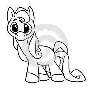 Little pony character animal coloring page cartoon illustration