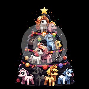 Little pony Christmas tree AI Generated