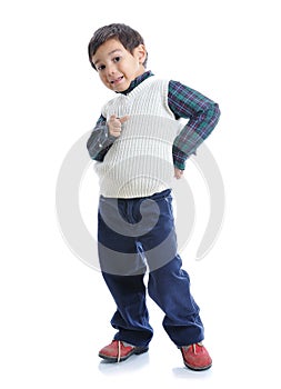 Little positive kid with nice clothes