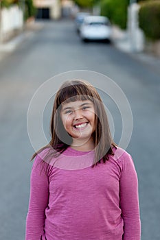 Little preteen girl in park