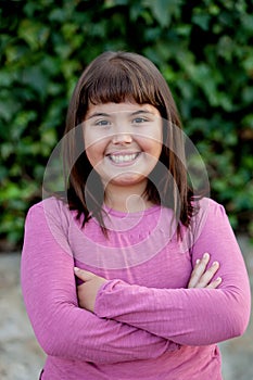 Little preteen girl in park