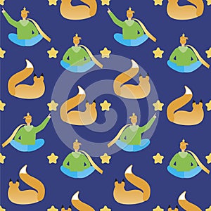 Little prince seamless pattern as texture, background, wallpaper, print backdrop, flat vector stock illustration with random