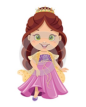 Little princess Cinderella. Cartoon vector illustration