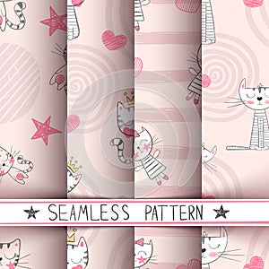 Little princess - kitty seamless pattern