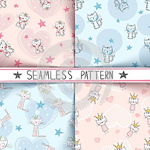 Little princess - kitty seamless pattern