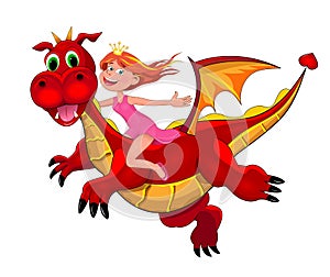 Little princess and red dragon