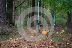Little pumpkin on a swing
