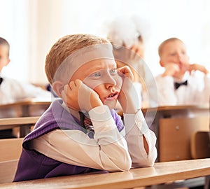 Little pupil boy on his first lesson