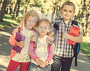 Little pupils standing