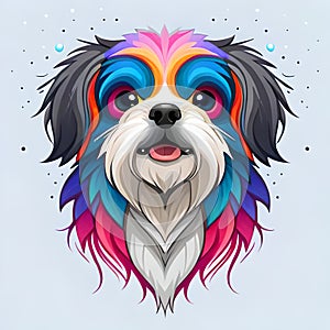 little puppy of colorful fluffy hair with isolated background photo