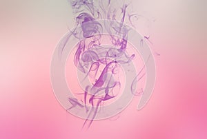 Little purple clouds of smoke on gradient pink. Abstract romantic background for party posters and flyers