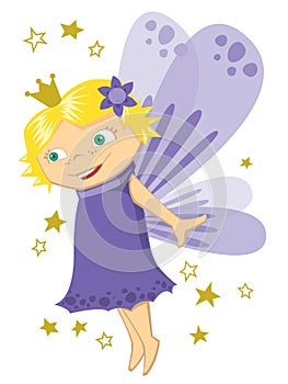 Little Purple Fairy Princess With Blonde Hair Cartoon