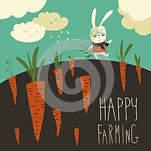 Little rabbit and carrot field