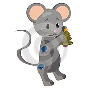 A little rat. 2020 of the rat. Cartoon vector illustration isolated on a white background.