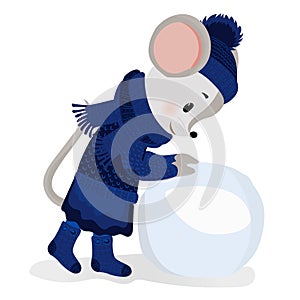 A little rat. 2020 of the rat. Chinese New Year. Cartoon vector illustration.