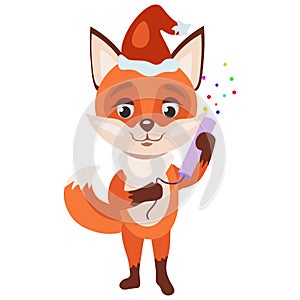 Little red fox is celebrating new year