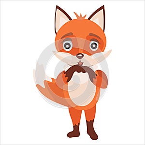 Little red fox is very suprised and shoked