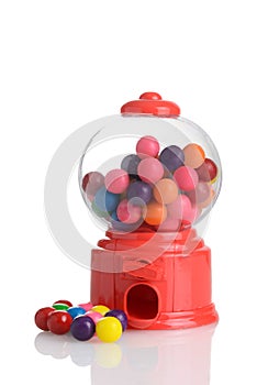 little red gumball machine with gum