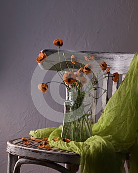 A Little Red Poppies Bouquet Arranged In Classical Style