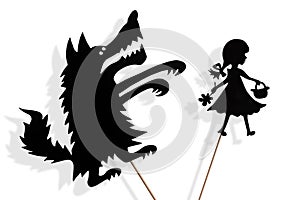 Little Red Riding Hood and Big Bad Wolf shadow puppets