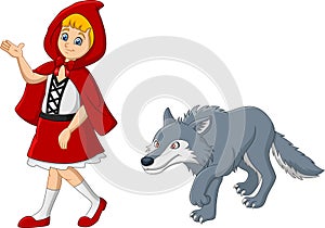 Little red riding hood with wolf