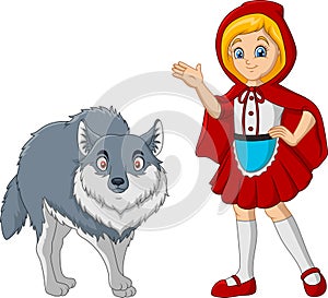 Little red riding hood with wolf