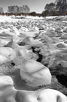 The little river in the ice and snow.