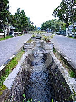 Little river in middle of city