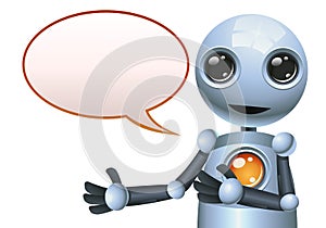 Little robot bubble talk on isolated white background