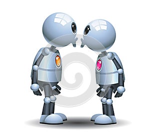 little robot couple kissing in romantice moment