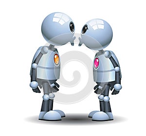 little robot couple kissing in romantice moment photo