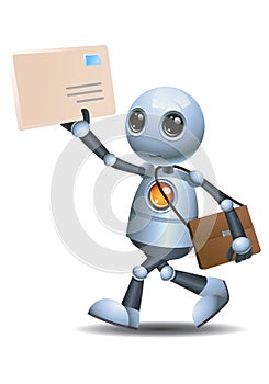 Little robot delivering envelope mail