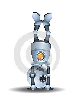 Little robot doing hand stand