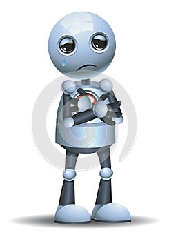 Little robot emotion in sorrowful photo