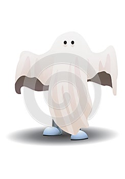 little robot haunting on isolated white background