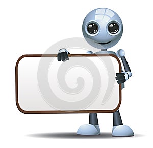 Little robot hold blank sign board