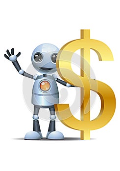 Little robot hold dollar symbol