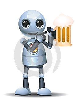 little robot hold a glass of beer